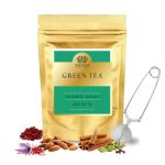 BNK VEDA Kashmiri Kahwa Green Tea (100g) With Free Infuser | Detox & Organic Green Tea Leaves | Loose Leaf & Tea Bags | Ayurvedic Kahwa Blend